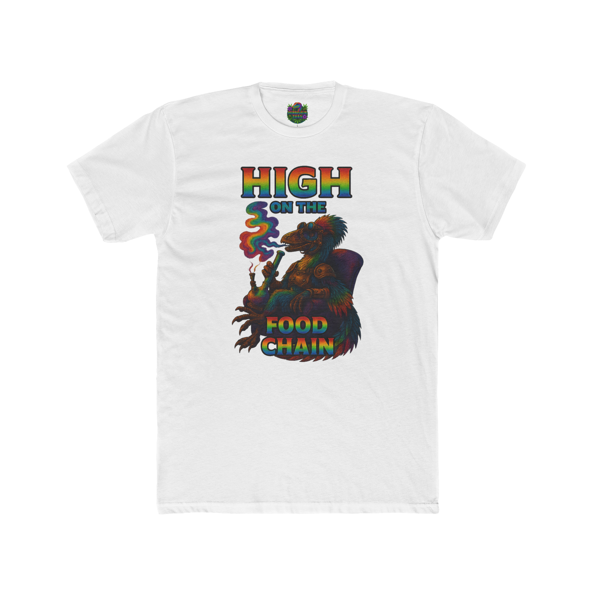 High On The Food Chain Lounging Steampunk Raptor 420 Tee | Next Level 3600 Unisex Tee