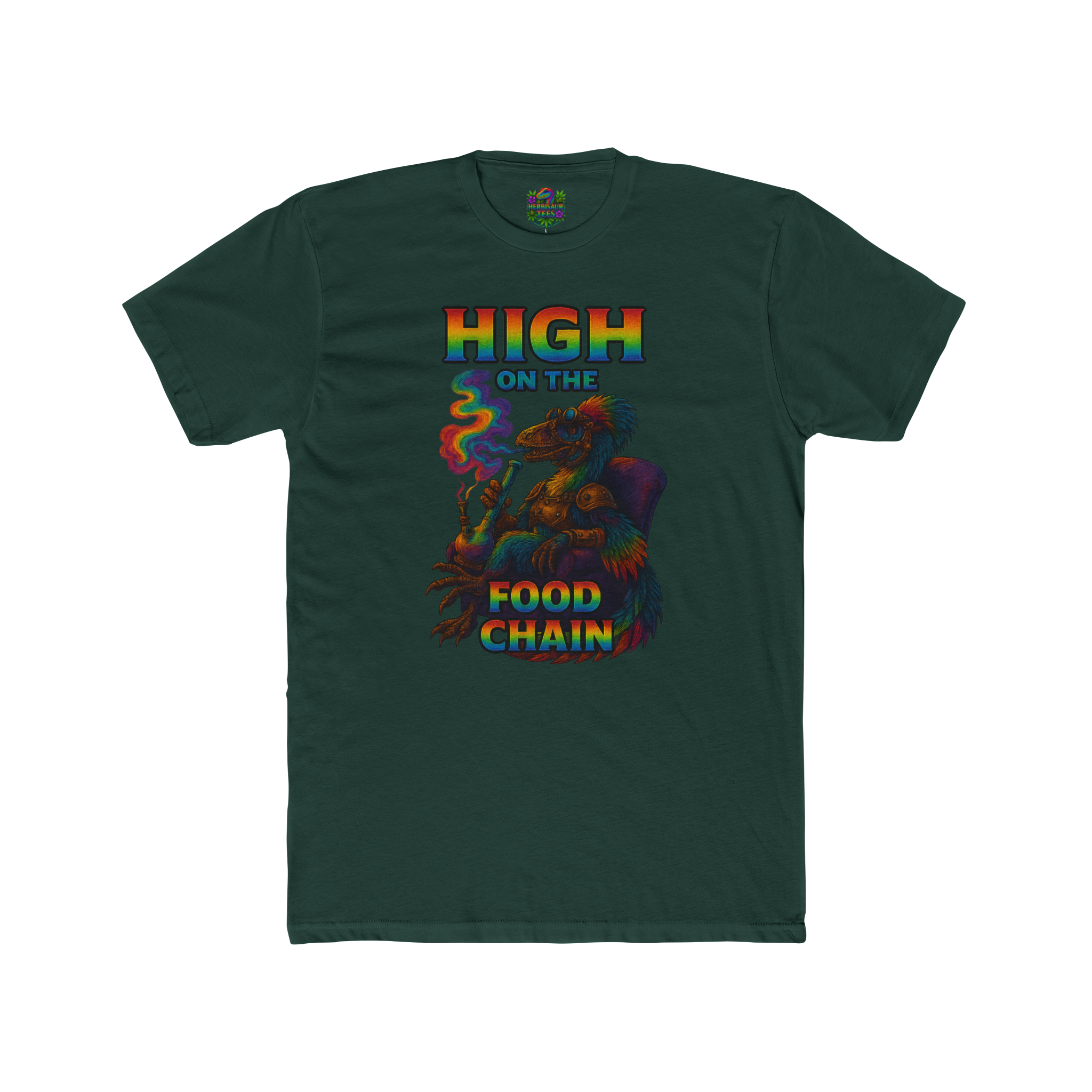 High On The Food Chain Lounging Steampunk Raptor 420 Tee | Next Level 3600 Unisex Tee