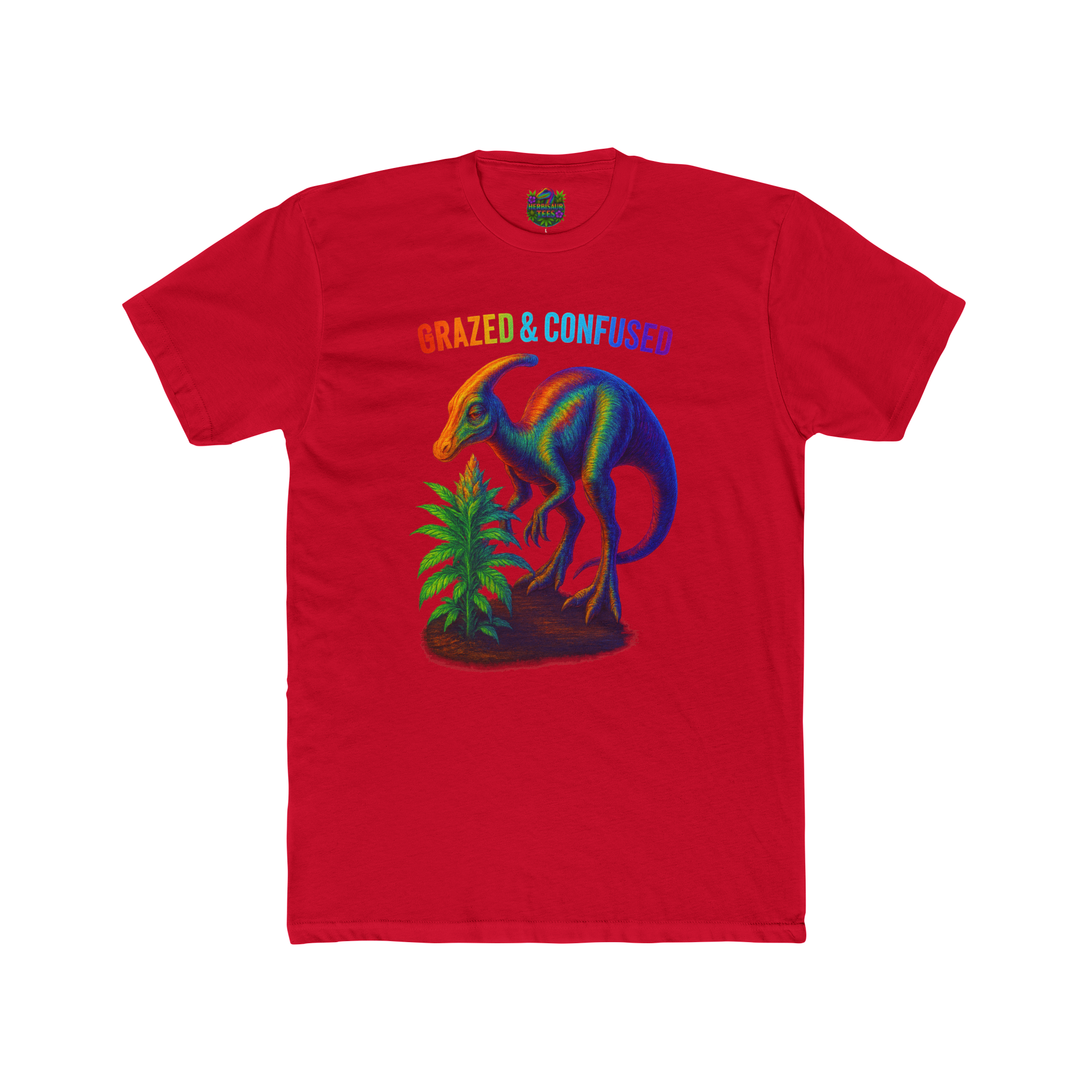 Grazed and Confused Parasaurolophus 420 Tee | Next Level 3600 Unisex Cotton Tee (18+)