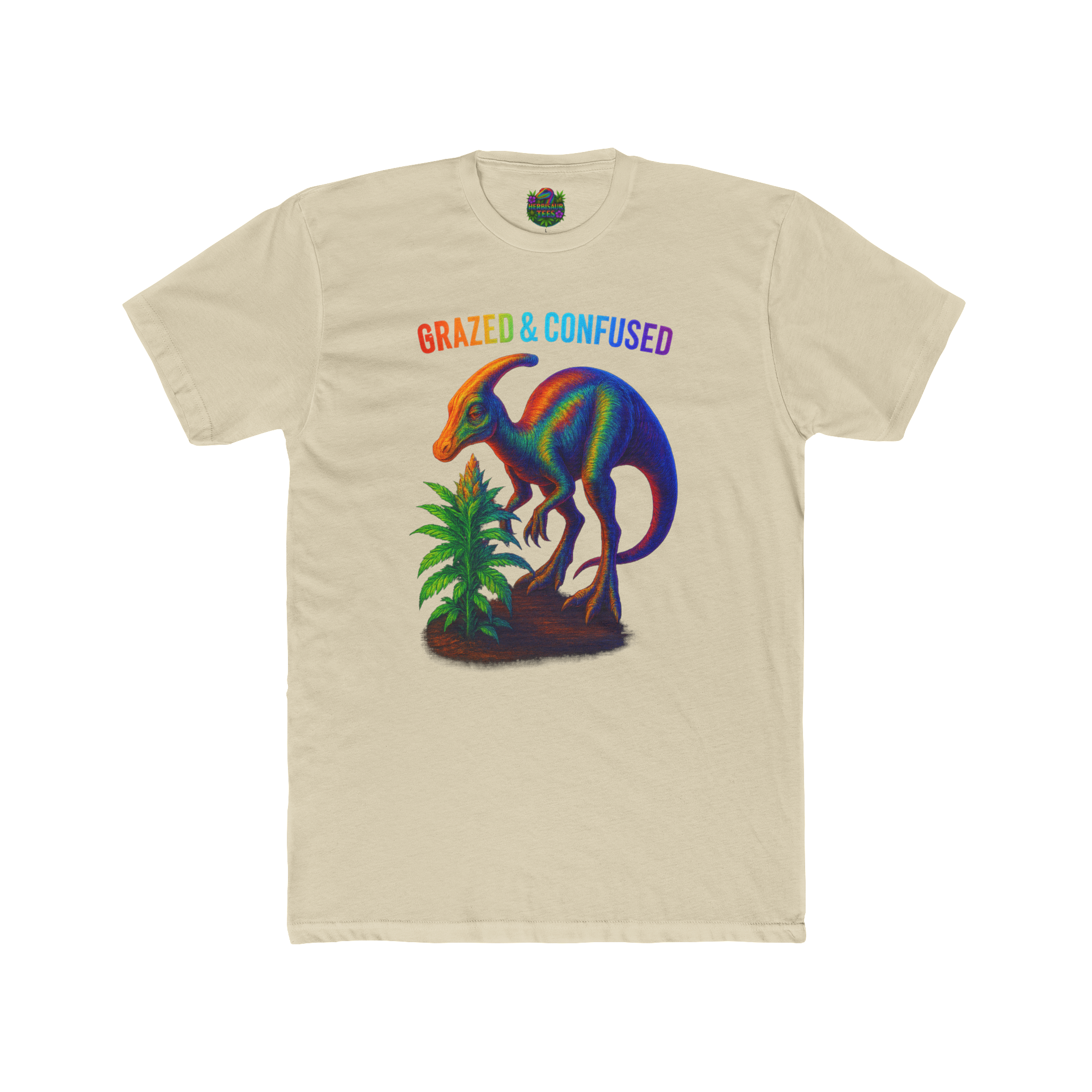 Grazed and Confused Parasaurolophus 420 Tee | Next Level 3600 Unisex Cotton Tee (18+)