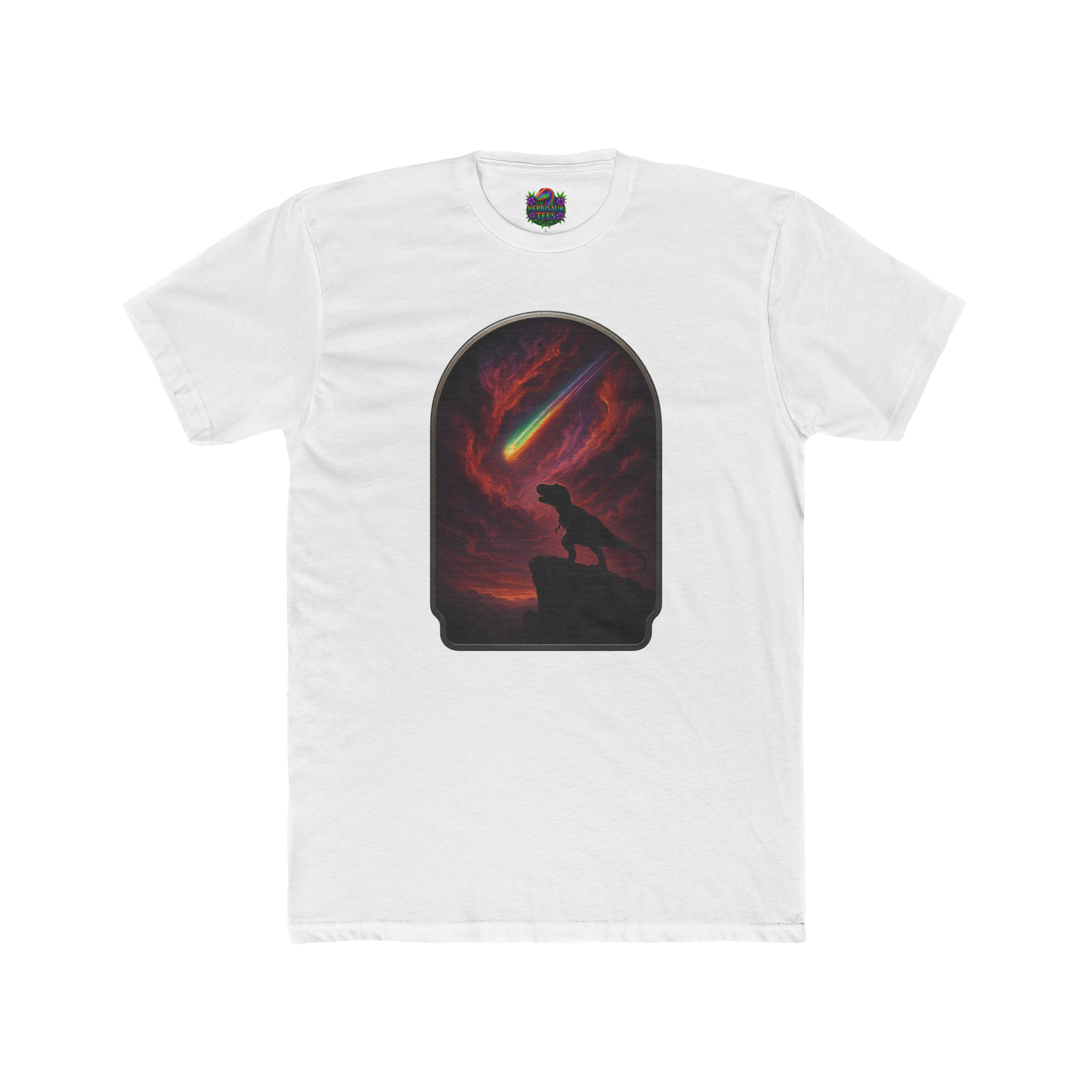 "Final Roar" Tyrannosaurus Rainbow Meteor Tee | Next Level 3600 Unisex Cotton Tee