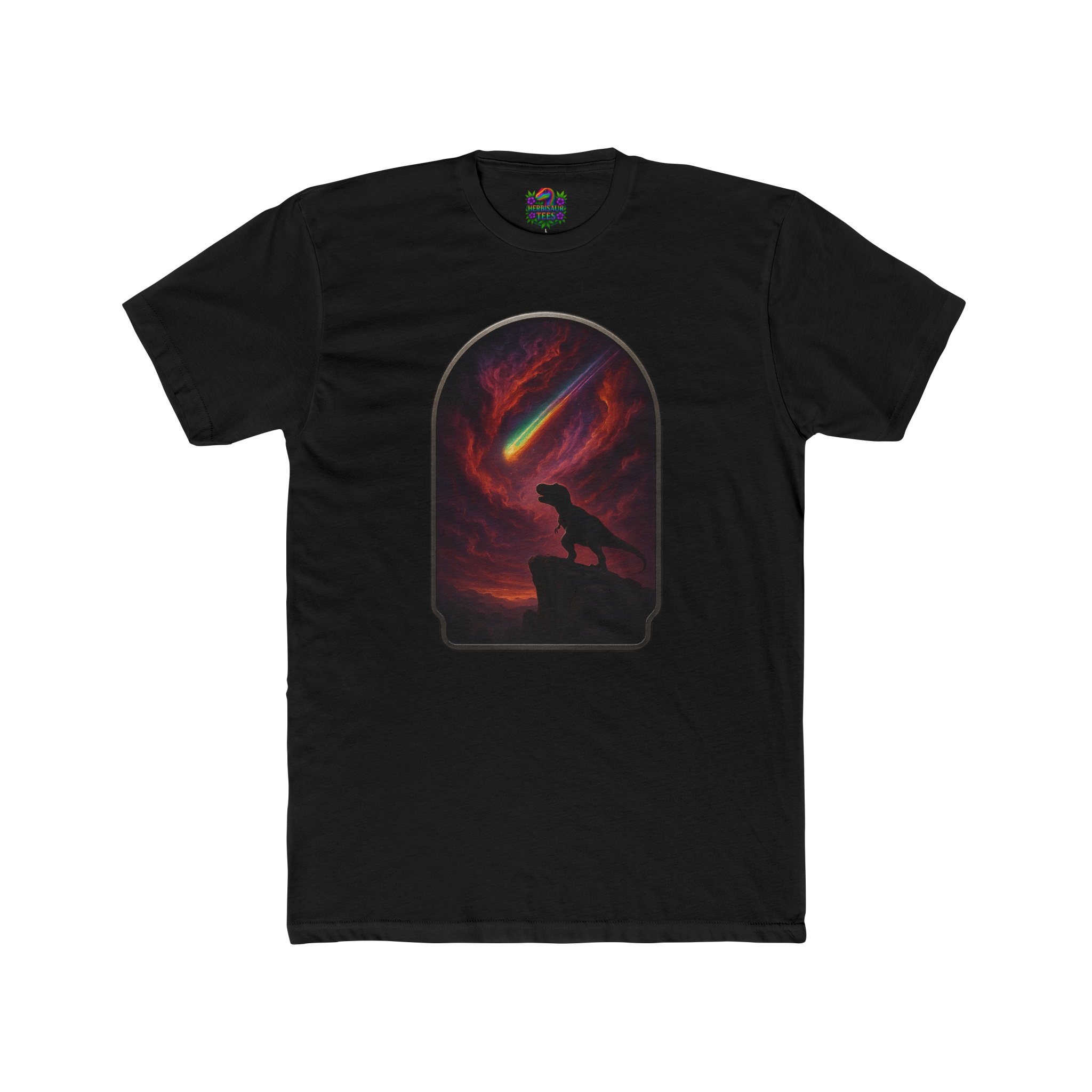 "Final Roar" Tyrannosaurus Rainbow Meteor Tee | Next Level 3600 Unisex Cotton Tee