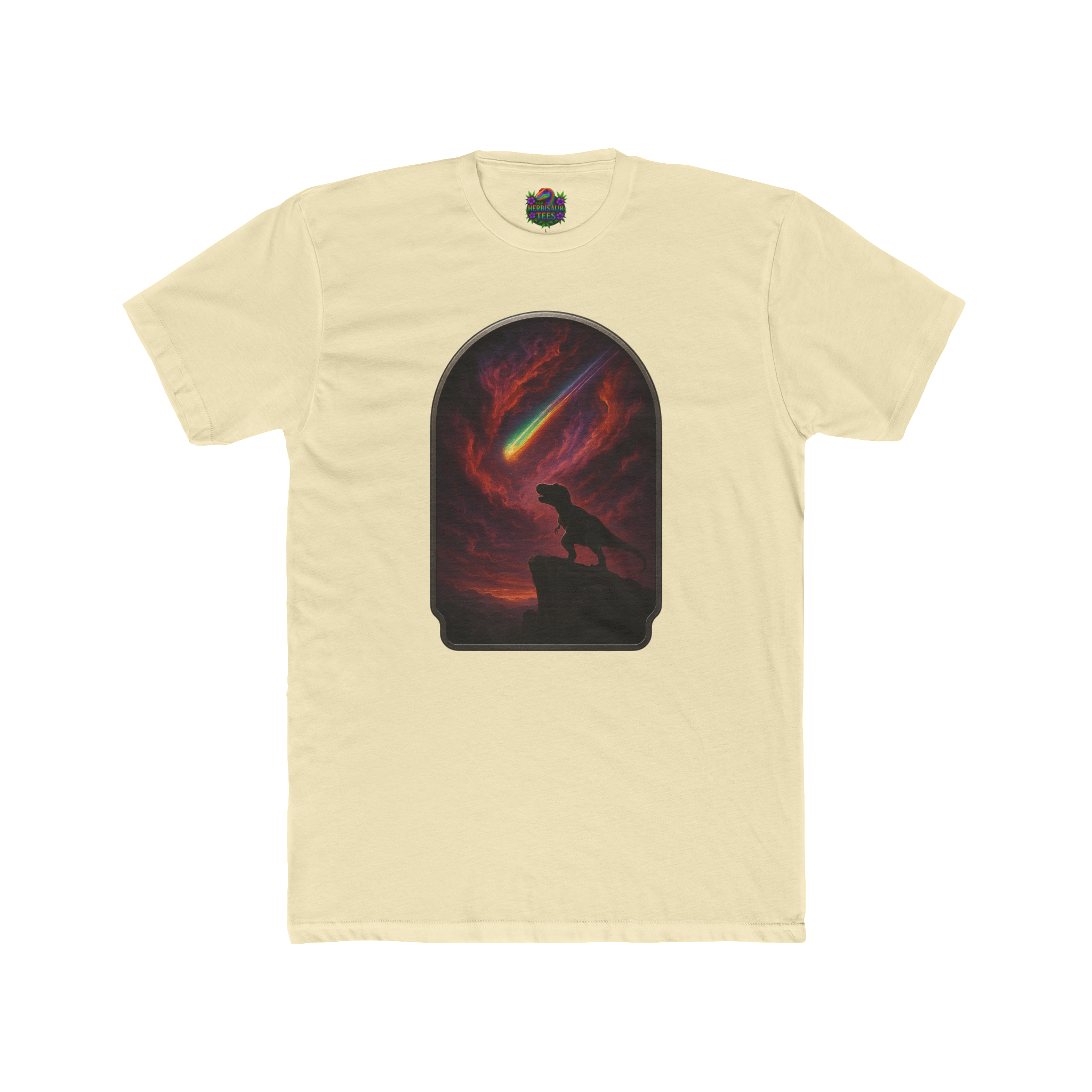 "Final Roar" Tyrannosaurus Rainbow Meteor Tee | Next Level 3600 Unisex Cotton Tee