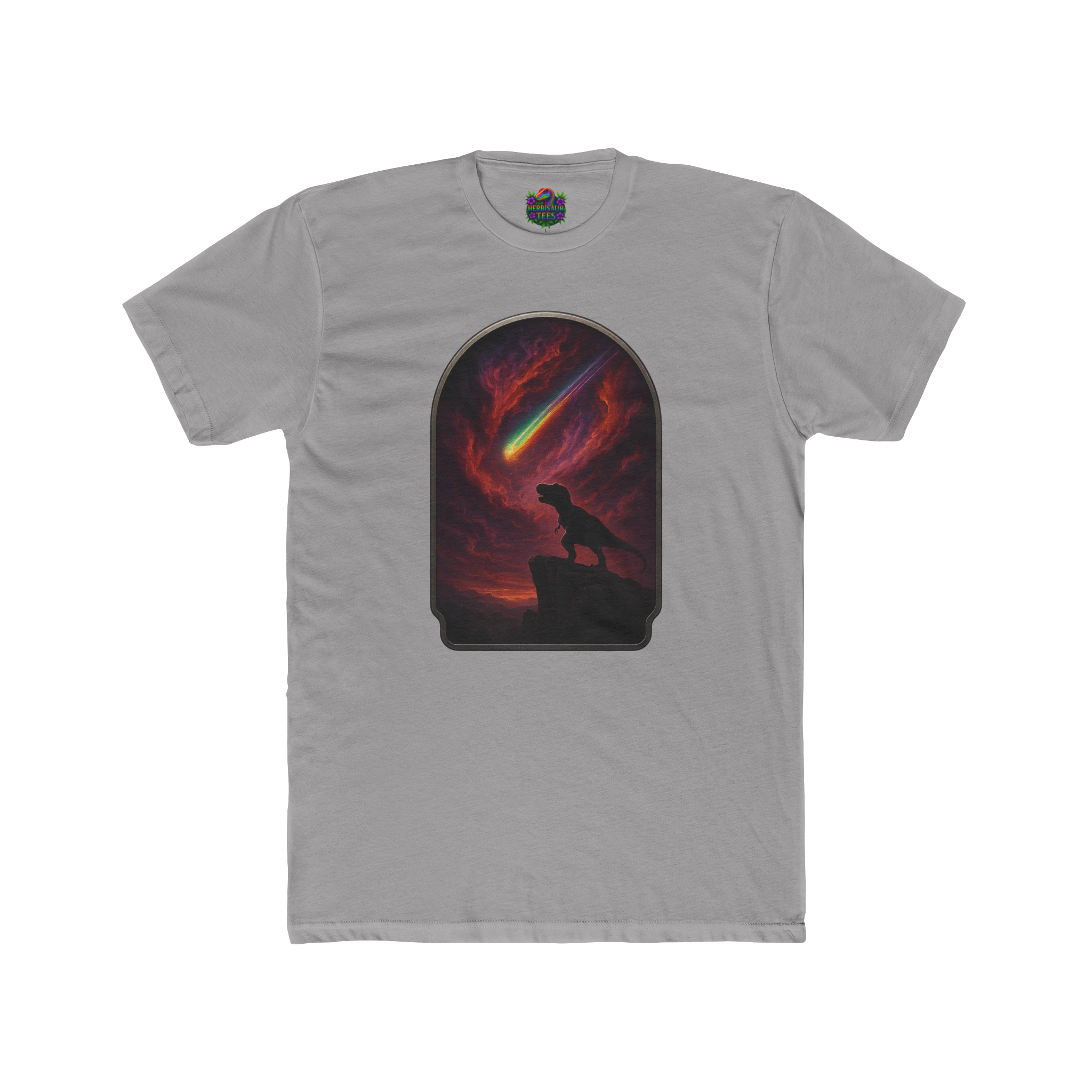 "Final Roar" Tyrannosaurus Rainbow Meteor Tee | Next Level 3600 Unisex Cotton Tee