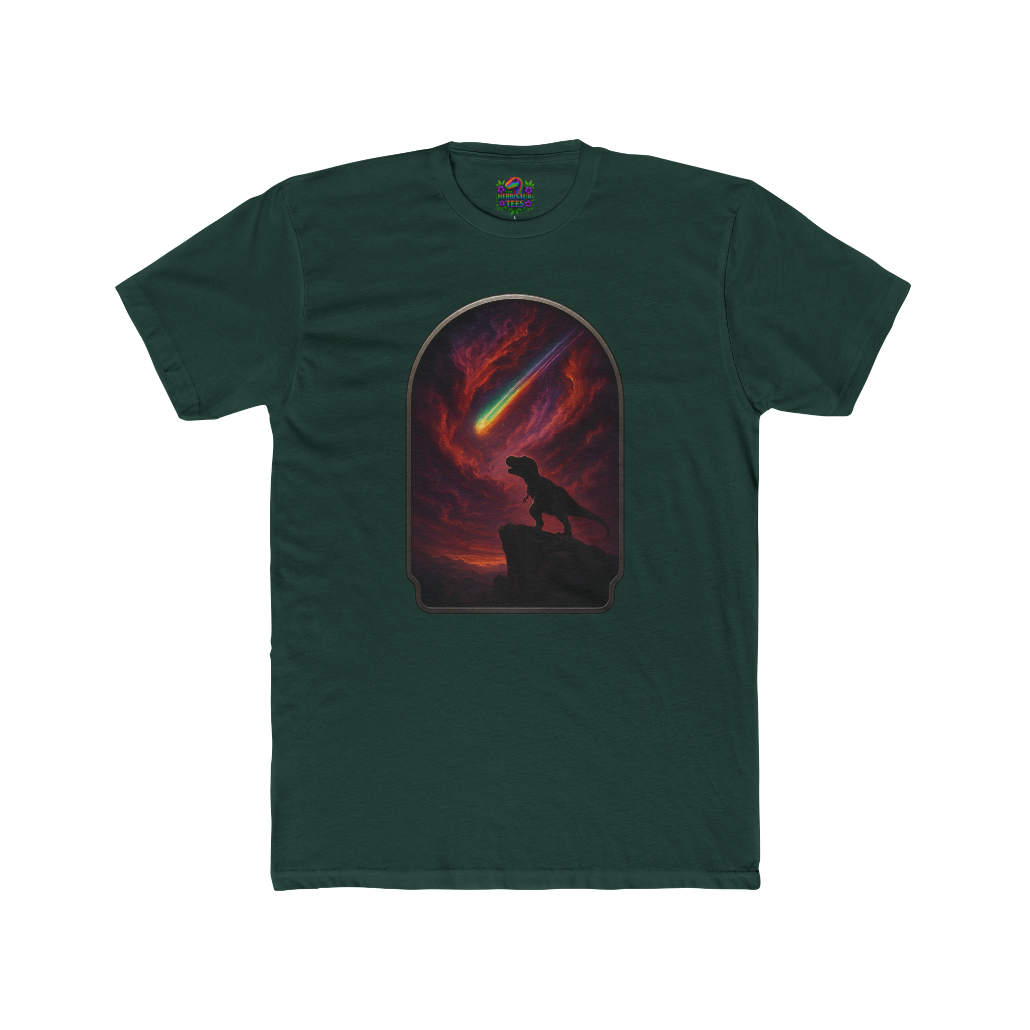 "Final Roar" Tyrannosaurus Rainbow Meteor Tee | Next Level 3600 Unisex Cotton Tee