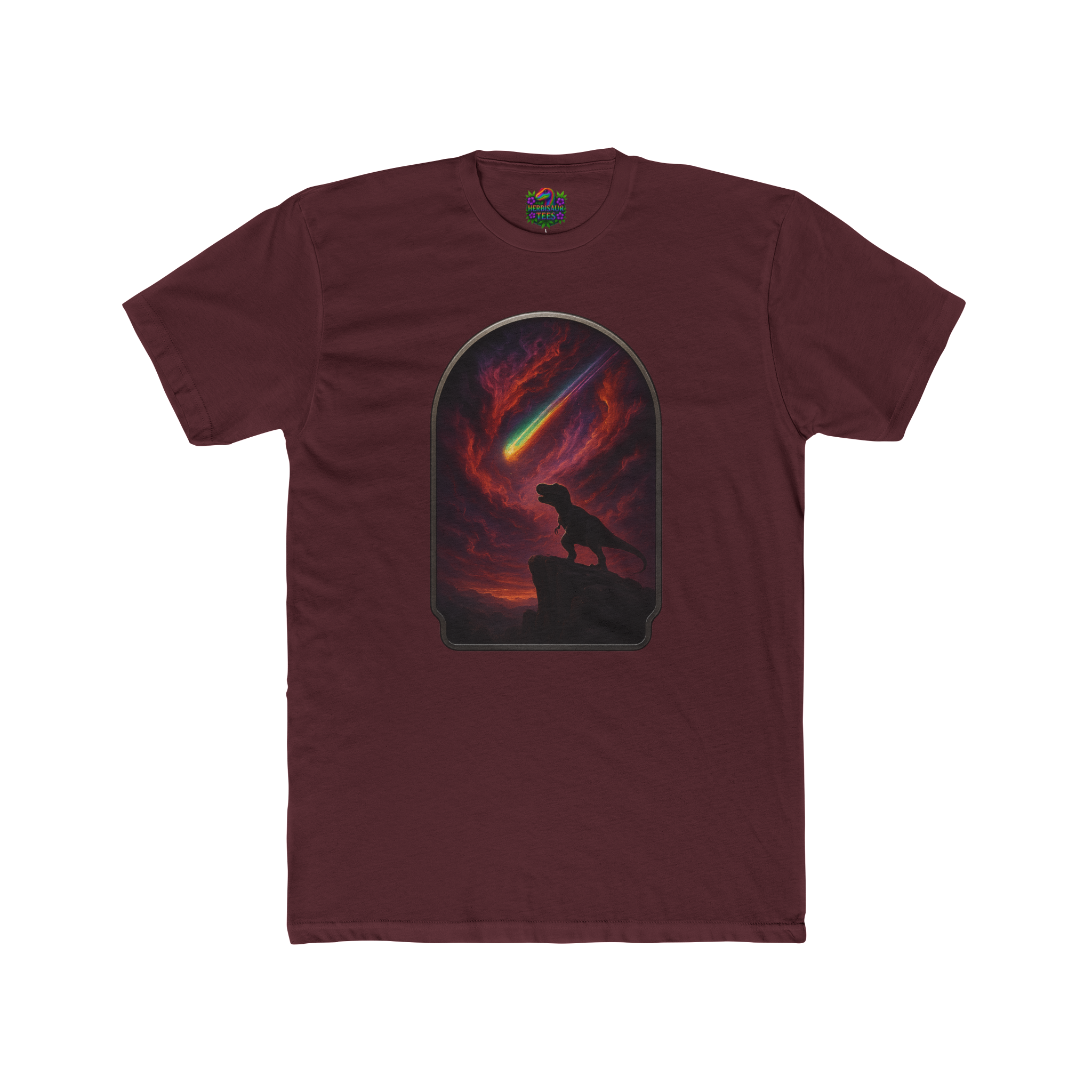"Final Roar" Tyrannosaurus Rainbow Meteor Tee | Next Level 3600 Unisex Cotton Tee
