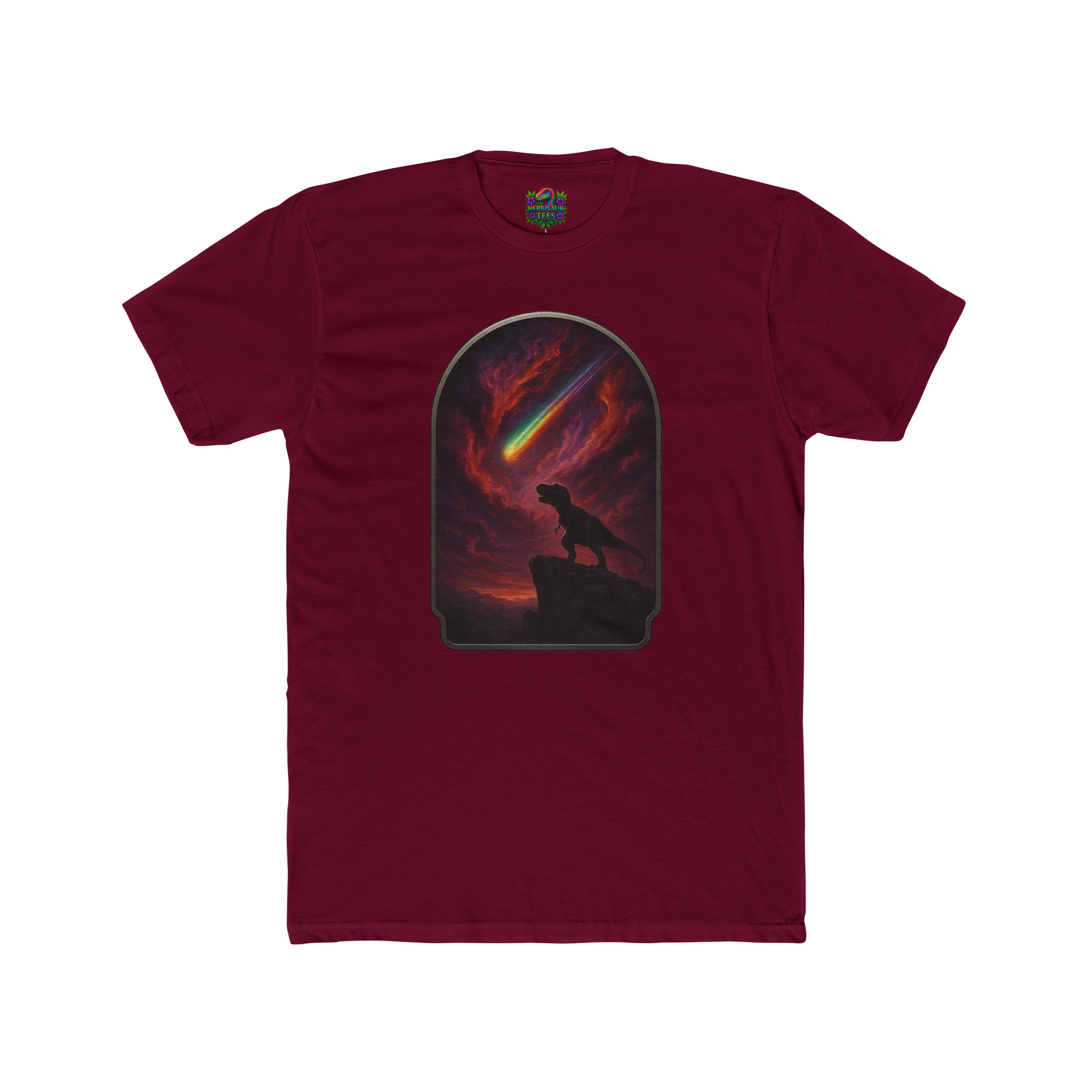 "Final Roar" Tyrannosaurus Rainbow Meteor Tee | Next Level 3600 Unisex Cotton Tee