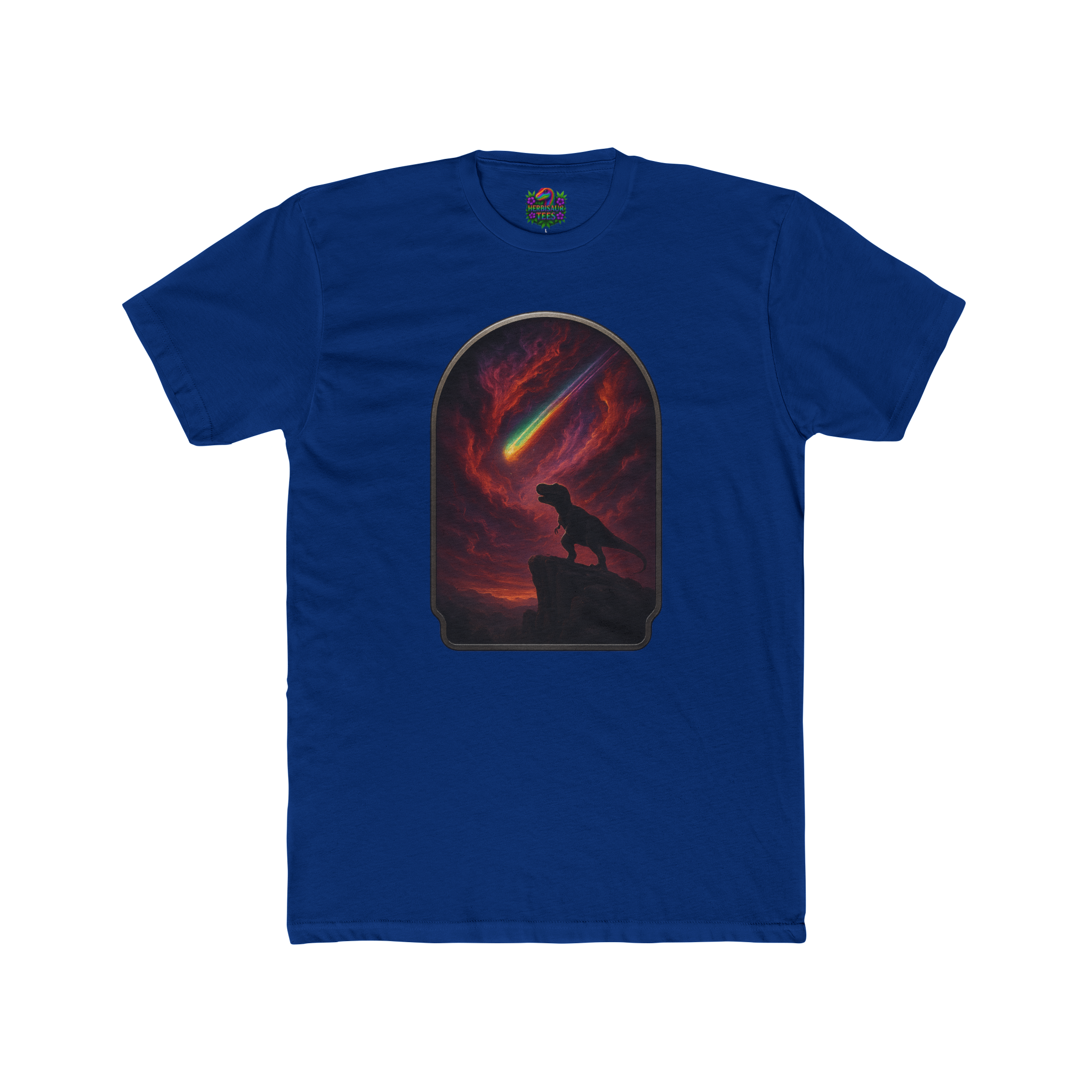 "Final Roar" Tyrannosaurus Rainbow Meteor Tee | Next Level 3600 Unisex Cotton Tee